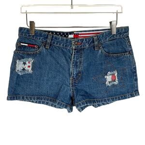 Vintage Tommy Hilfiger 90's Juniors Denim Jean Shorts 13 Medium Wash Mid Rise